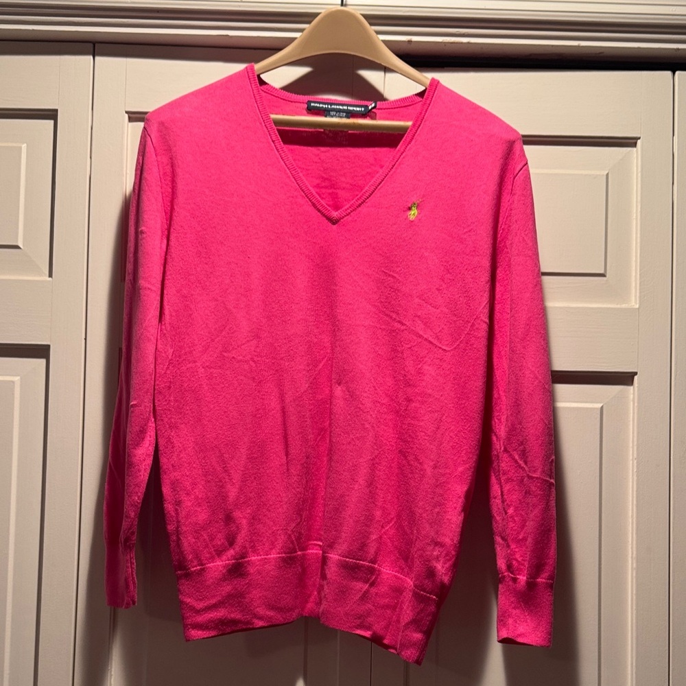 Ralph Lauren Bright Pink V-Neck Sweater